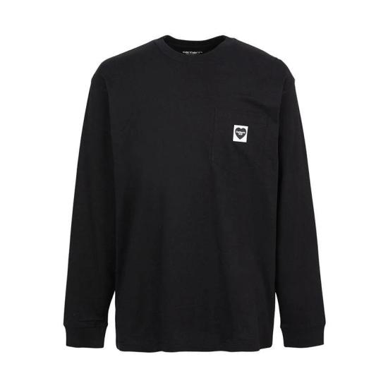  칼하트 WIP 포켓 롱 슬리브 티셔츠 I035300 00EXX BLACK DOM