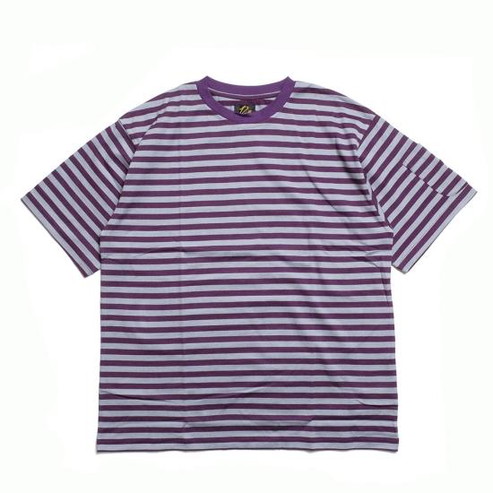  니들스 스트라이프 저지 크루넥 티셔츠 QV364 PURPLE SAX DOM