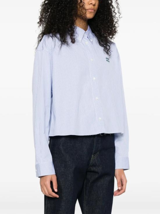 26SS 미우미우 마이크로 핀스트라이프 포플린 셔츠 MK1659 19EAF0UB3 White - MIU MIU