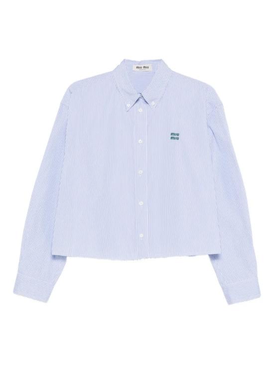 26SS 미우미우 마이크로 핀스트라이프 포플린 셔츠 MK1659 19EAF0UB3 White