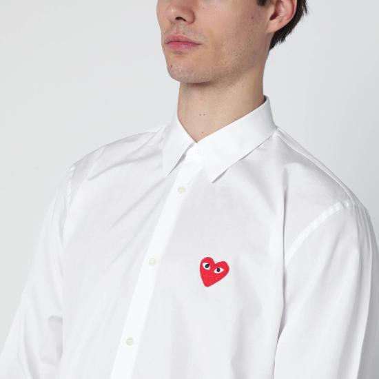 25FW 꼼데가르송 레드하트 와펜 셔츠 AXB002051CO White - COMME DES GARCONS