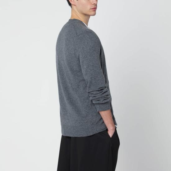 25FW 꼼데가르송 PLAY 플레이 V넥 하트 와펜 가디건 AXN008051WO Grey - COMME DES GARCONS