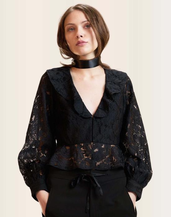  신시아 로리 블라우스 신시아 로울리 베로나 레이스  블랙 - CYNTHIA ROWLEY