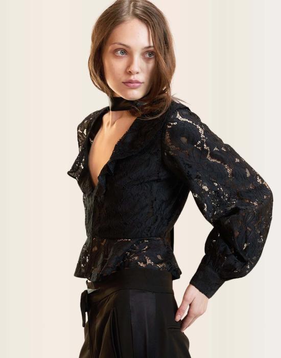  신시아 로리 블라우스 신시아 로울리 베로나 레이스  블랙 - CYNTHIA ROWLEY