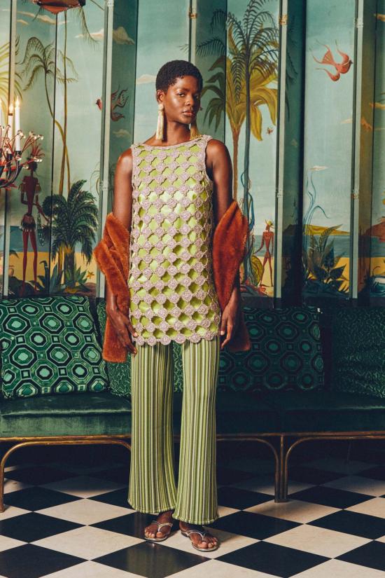  사이먼밀러 스트레이트 팬츠 사이먼 밀러 재버 니트 팬츠 랜드스케이프 멀티 스트라이프 - SIMONMILLER