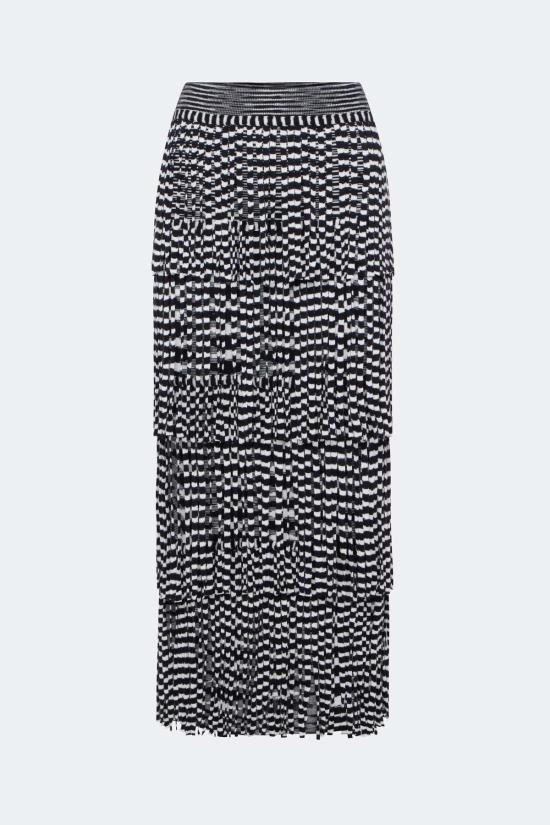  사이먼밀러 롱 스커트 사이먼 밀러 Za Za 니트 프린지  블랙/화이트 스페이스 다이 - SIMONMILLER