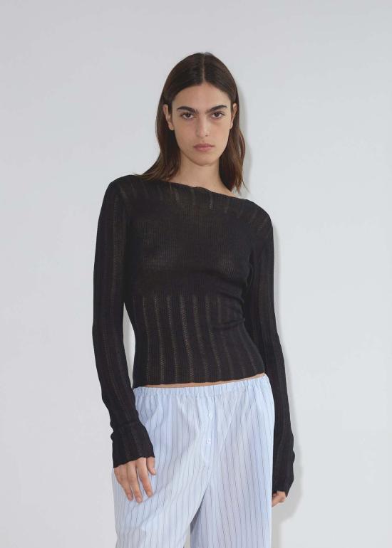  데이지 스튜디오 긴팔 티셔츠 Deiji Studios 오픈워크  블랙