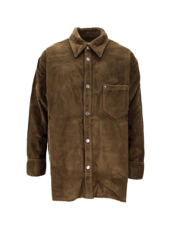 25FW 아미 코듀로이 벨벳 사이드 슬릿 오버셔츠 USH793CO0131 298 BRONZE Brown