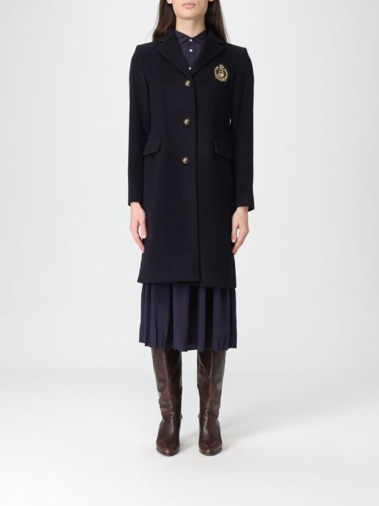 25FW 랄프 로렌 크레스트 패치 울 블렌드 코트 297958509 002 Blue