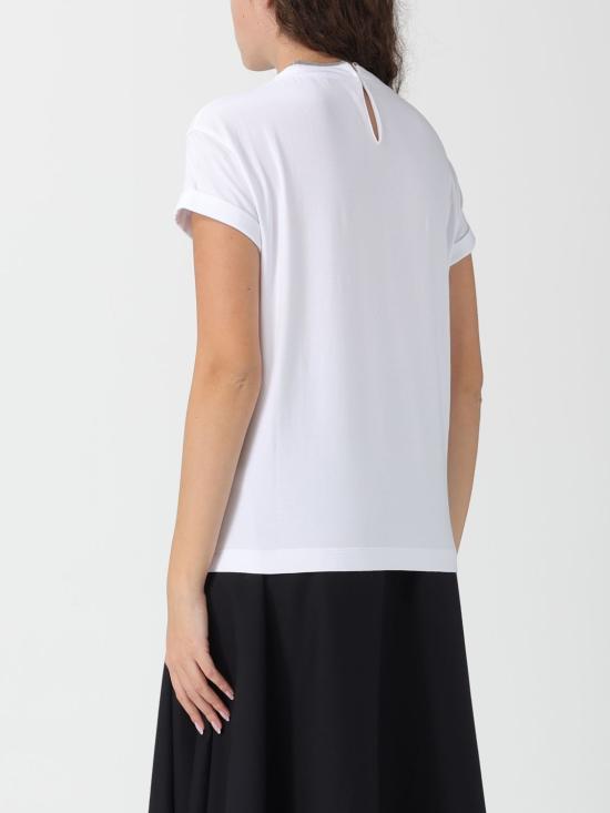 26SS 브루넬로 쿠치넬리 콘트라스트 트림 코튼 티셔츠 M0T18BD200 C159 White - BRUNELLO CUCINELLI