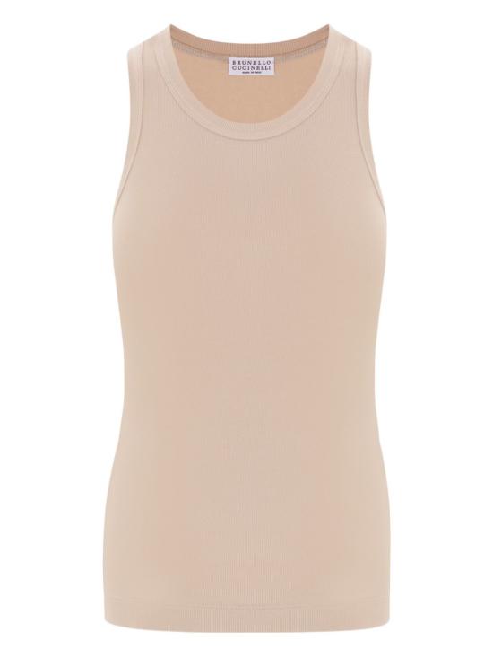 26SS 브루넬로 쿠치넬리 민소매 티셔츠 M0TC8FX230 C8539 Beige