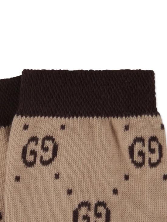 26SS [키즈] 구찌 발목 양말 503509 4K541 098 9764 BEIGE DARK BROWN - GUCCI