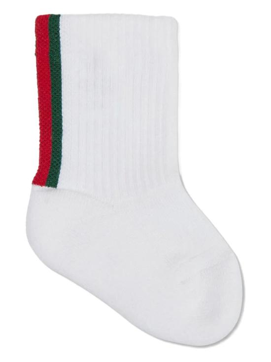 26SS [키즈] 구찌 발목 양말 811355 3KABR 9066 WHITE DARK GREEN