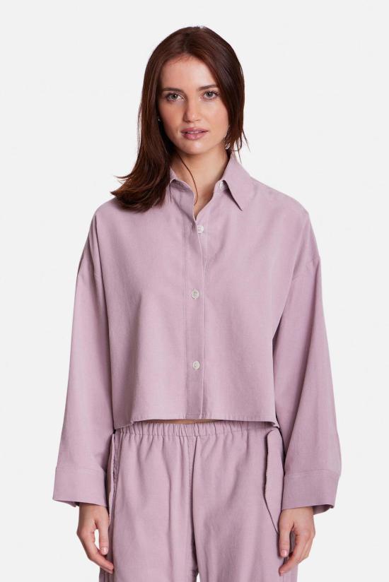  더 타일 클럽 셔츠 타일 클럽 폭시 마이크로 코듀로이 크롭 셔츠 블러쉬