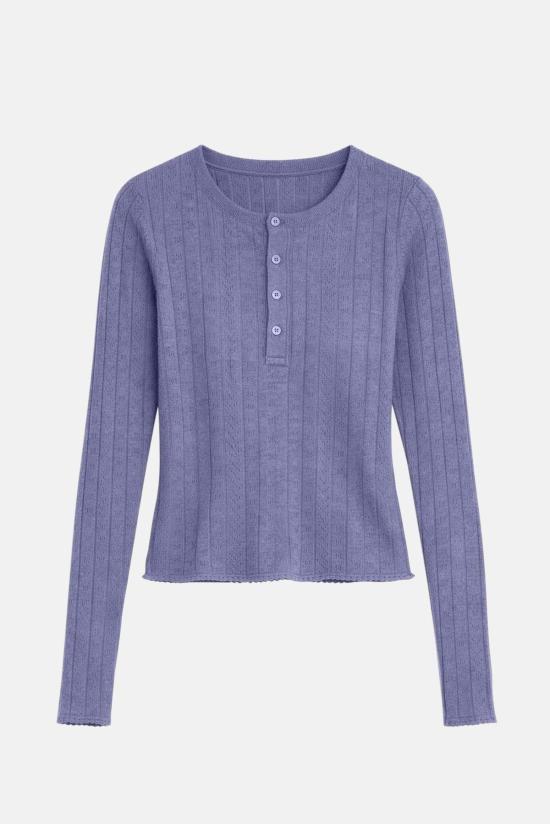  더 타일 클럽 긴팔 티셔츠 타일 클럽 실비아 포인텔 헨리 탑 블루