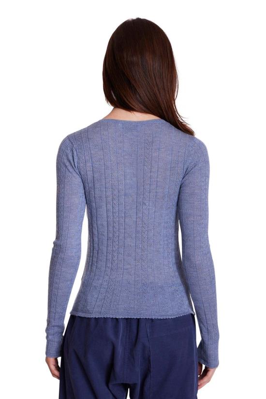  더 타일 클럽 긴팔 티셔츠 타일 클럽 실비아 포인텔 헨리 탑 블루 - THE TILE CLUB