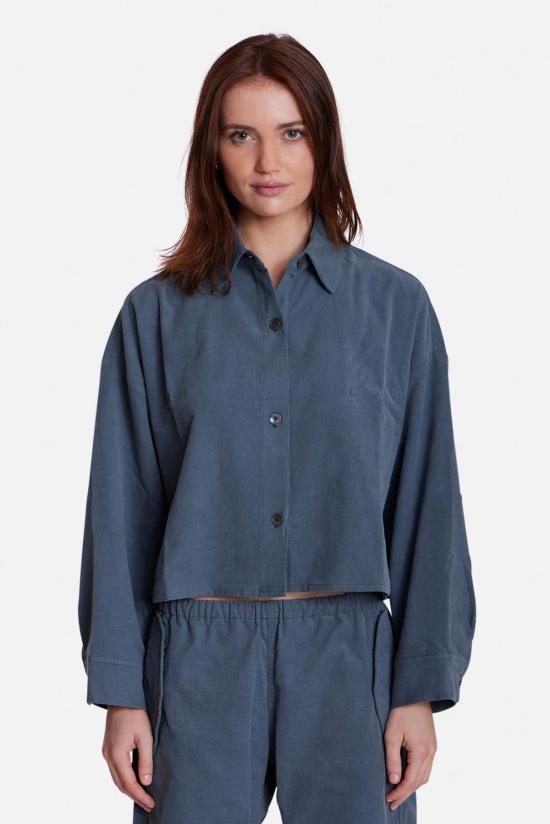  더 타일 클럽 셔츠 타일 클럽 폭시 마이크로 코드 크롭 셔츠