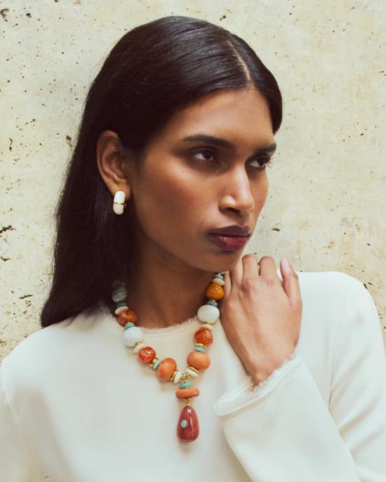  리지 포르투나토 이어링 젤리지 후프 귀걸이 (자개 소재) - LIZZIE FORTUNATO