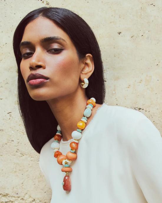  리지 포르투나토 이어링 젤리지 후프 귀걸이 (자개 소재) - LIZZIE FORTUNATO