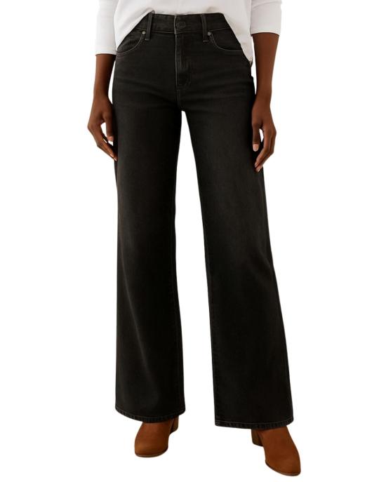  프랭크 앤 에일린 데님 팬츠 프랭크앤에일린 이스트 골웨이 롱 와이드 레그 진 블랙 워시드 - FRANK & EILEEN