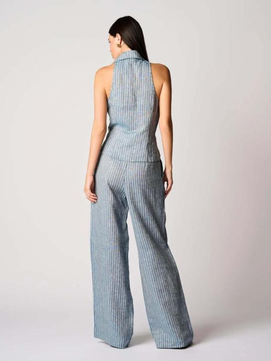  헤브론 스트레이트 팬츠 알리나 팬츠 블루 스트라이프 - HEVRON