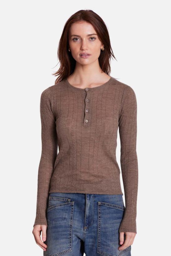  더 타일 클럽 긴팔 티셔츠 타일 클럽 실비아 포인텔 헨리 탑 - THE TILE CLUB