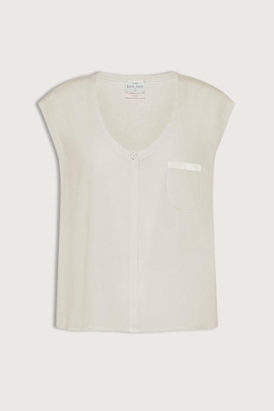  포르테포르테 블라우스 포르테 포르테 매트 스트레치 실크 탑 요거트