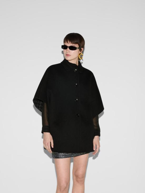 25FW 구찌 리버서블 GG 실크 울 코트 789960ZAQW0 1189 BLACK - GUCCI