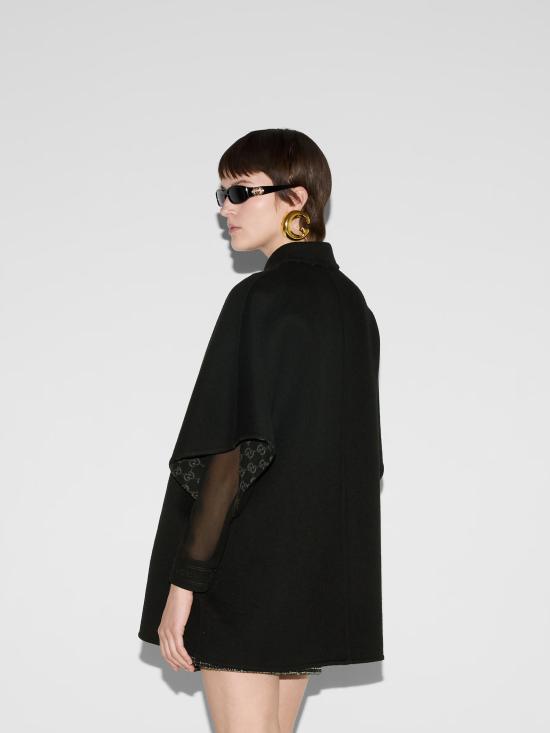 25FW 구찌 리버서블 GG 실크 울 코트 789960ZAQW0 1189 BLACK - GUCCI