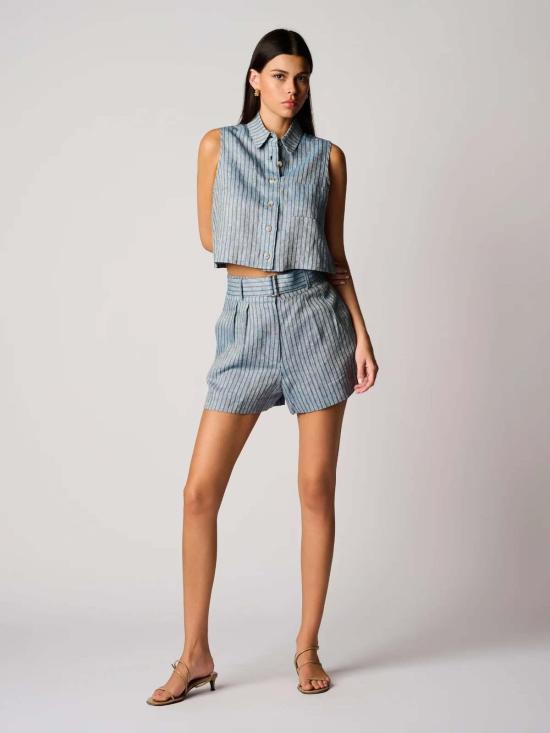  헤브론 블라우스 카티아 탑 블루 스트라이프 - HEVRON