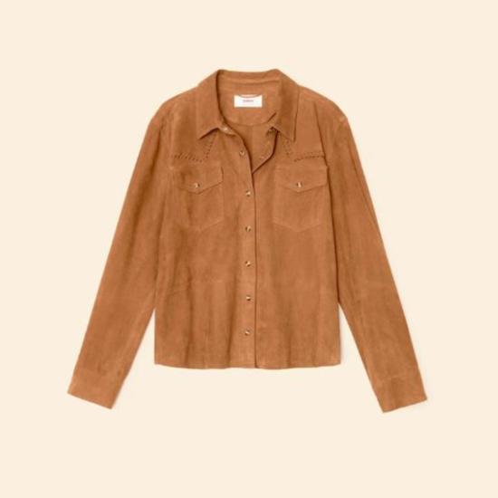  시레나 셔츠 빌리 스웨이드 셔츠 머스탱 - XIRENA