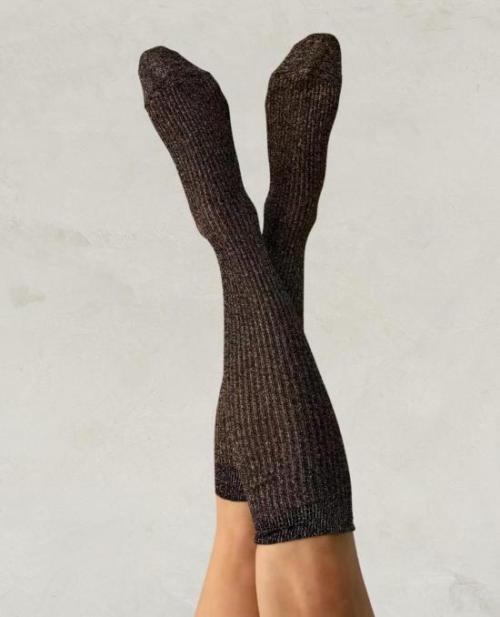  마리아 라 로사 양말 글리터 무릎까지 오는  (갈색) - MARIA LA ROSA