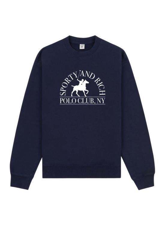 25SS 스포티앤리치 긴팔 티셔츠 ST071612252BL106 3902 DARK NAVY DOM