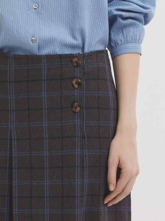  나이스 띵스 미디 스커트 플리츠 체크 스커트 - NICE THINGS