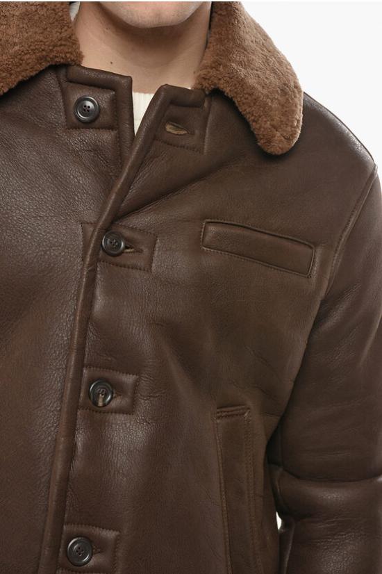  아워레가시 가죽 자켓 M4249AR RUSTIC GRAIN BROWN SHEARLING Brown - OUR LEGACY