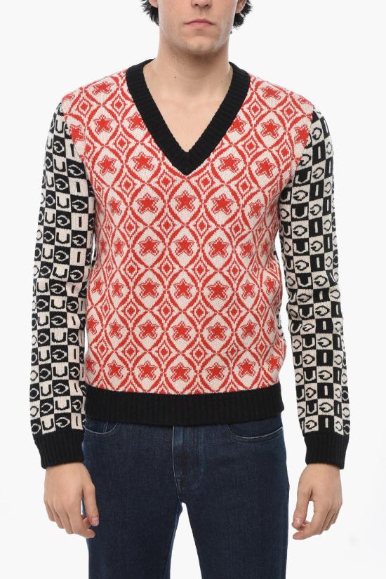  구찌 스웨터 595476 XKA0V 6269 Rosso Bianco e Nero