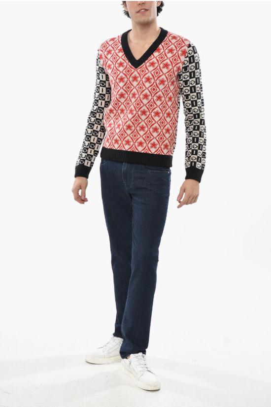  구찌 스웨터 595476 XKA0V 6269 Rosso Bianco e Nero - GUCCI