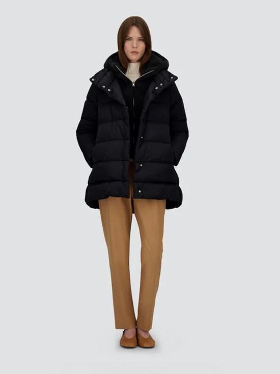 25FW 에르노 새틴 & 뉴 레이디 퍼 A셰이프 다운 자킷 PI001934D12170Z 9300 Black - HERNO