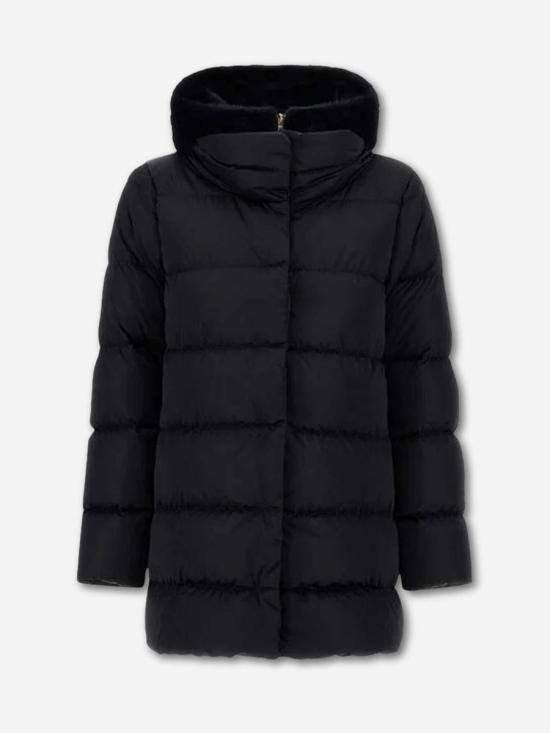 25FW 에르노 새틴 & 뉴 레이디 퍼 A셰이프 다운 자킷 PI001934D12170Z 9300 Black