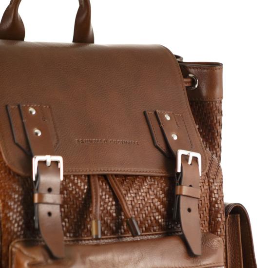 26SS 브루넬로 쿠치넬리 브레이드 카프스킨 & 카우하이드 시티 백팩 MBXOBU356 BROWN - BRUNELLO CUCINELLI