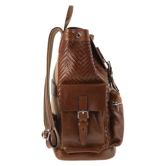 26SS 브루넬로 쿠치넬리 브레이드 카프스킨 & 카우하이드 시티 백팩 MBXOBU356 BROWN - BRUNELLO CUCINELLI