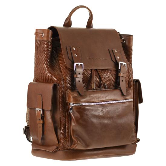 26SS 브루넬로 쿠치넬리 브레이드 카프스킨 & 카우하이드 시티 백팩 MBXOBU356 BROWN - BRUNELLO CUCINELLI