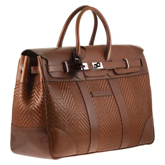 26SS 브루넬로 쿠치넬리 브레이드 카프스킨 & 카우하이드 컨트리 백 MBXOBU071 BROWN - BRUNELLO CUCINELLI