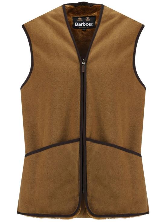 25FW 바버 웜 파일 웨이스트코트 집 인 라이너 MLI0004 BR31 Brown