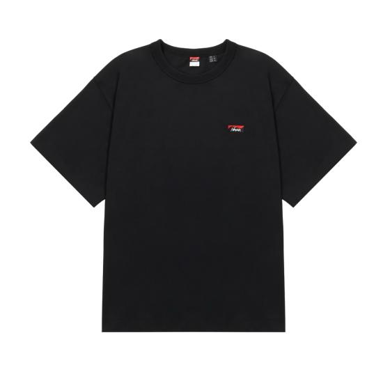 25SS 난가 반팔 티셔츠 ECO HYBRID BOX LOGO EMBROIDERY TEE BLACK DOM