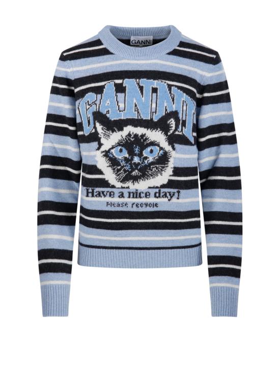 26SS 가니 그래픽 울 니트 A1070266 326 SOFT CHAMBRAY