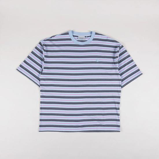  칼하트 WIP 반팔 티셔츠 I034640 2PYXX NATHAN STRIPE AIR SKY DOM