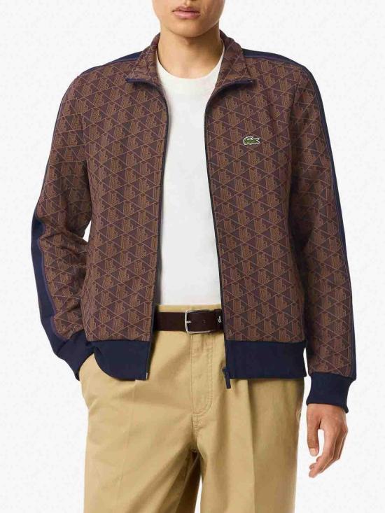  라코스테 모노그램 집업 스웨트셔츠 SH13689I4 Brown - LACOSTE