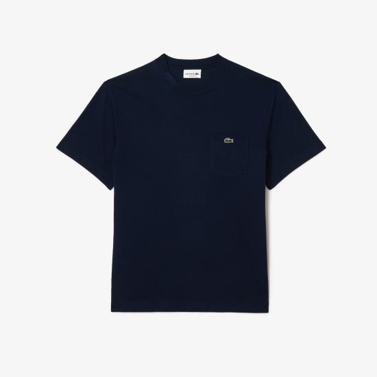 25SS 라코스테 브레스트 포켓 코튼 반팔 티셔츠 TH2827166 NAVY BLUE DOM