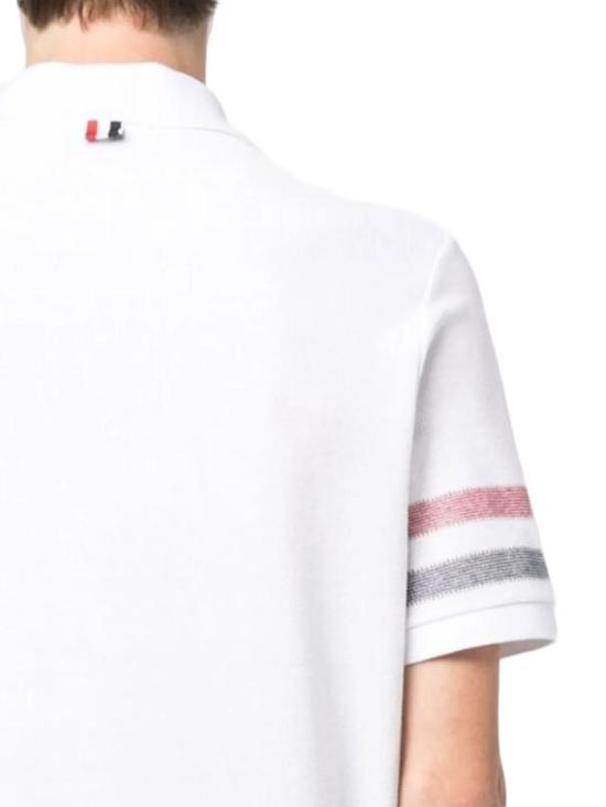  톰브라운 RWB 트리밍 텍스처 코튼 폴로 티셔츠 MJP169AJ0046100 Neutrals - THOM BROWNE